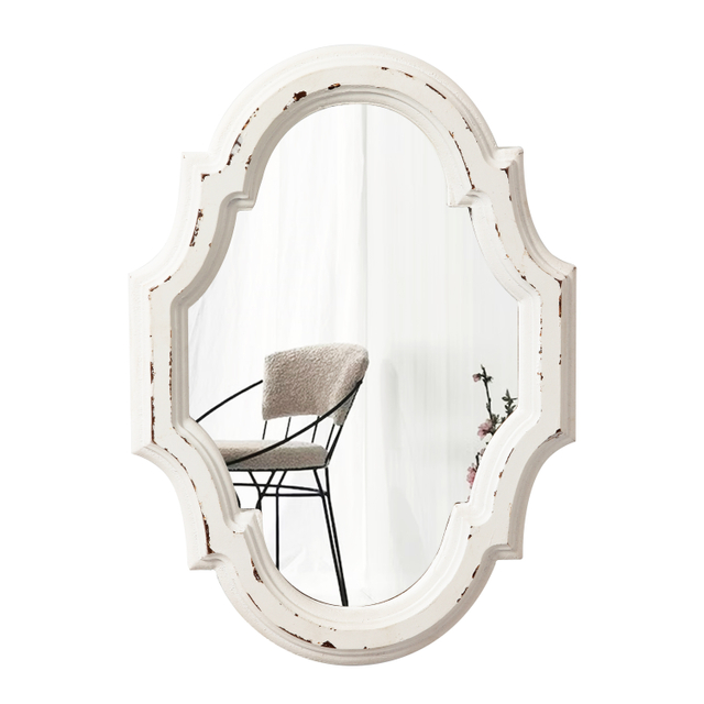  Distressed White Small Vintage Oval Mirrors for Wall Decor 11 inch