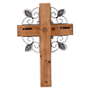 Rustic Crosses Wall Decor with Metal Floral, Handmade Distressed
