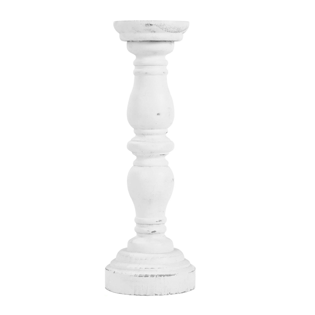 14“ White Candle Holders for Pillar Candles, Farmhouse Rustic