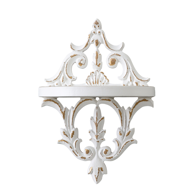 Vintage Wall Shelf, Distressed White Wood Shelves for Wall 11.8" Tall | Rustic Victorian Style, Display Pillar Candle, Mini Planter, Ornaments, Aromatherapy, Living Room, Bedrom Decor