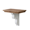 Rustic Wood Floating Shelf 14 Inches Long, Handmade Distressed White Scrolled Bracket