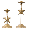 Gold Star Tapered Candlestick Holders Set of 2, Farmhouse Iron Candle Holder