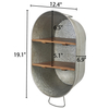 Galvanized Metal Wash Tub with Shelf, Small Oval Wall Shelf