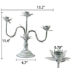 Rustic Floral 3 Arm Candelabra, 11" Tall Metal Tapered Candle Holders