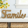 Vintage Gold Wooden Family Sign for Shelf 15 Inches