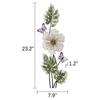 3D Metal Wall Decor 23 X 8 Inch, Flower, Butterfly and Leaves