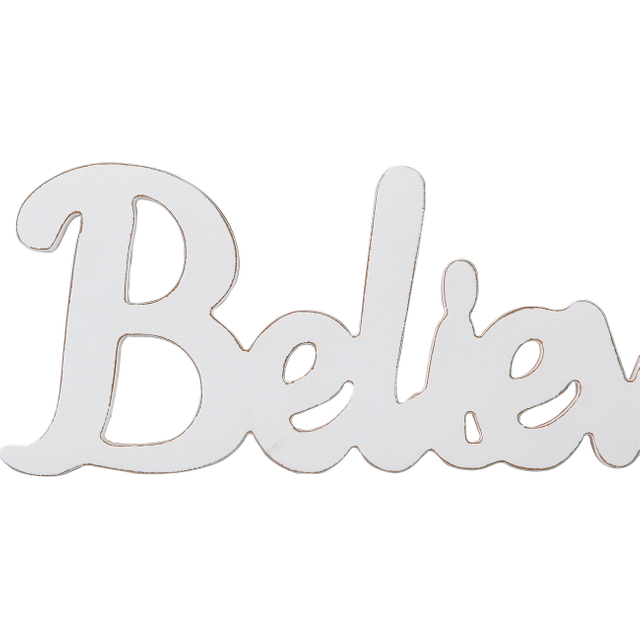 Distressed White Believe Wooden Word Sign