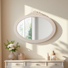Vintage Oval Mirror, Distressed White 24 X 30 Inch