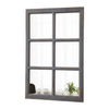 Farmhouse Windowpane Mirror 36 X 24 Inch, Distressed Wood Frame