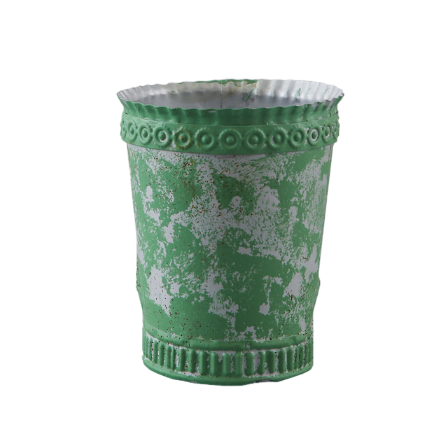 Rustic Boot Planter, Metal Decorative Flower Pots, Distressed Green