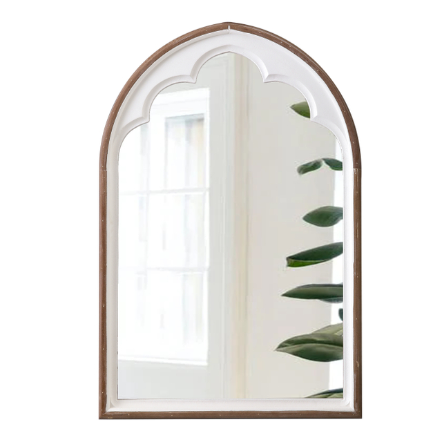 Rustic Wooden Arched Mirrors for Wall 24 X 36 Inch, White