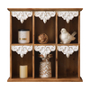 Rustic Floating Wall Shelves with Carved Trim, 6-Cube Storage Display Shelf