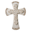Rustic Wooden Cross for Wall, Handmade Distressed White Crucifix 11" Tall