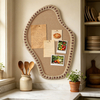29x19 Inch Wavy Linen Bulletin Board, Rattan Frame Linen Pin Boards