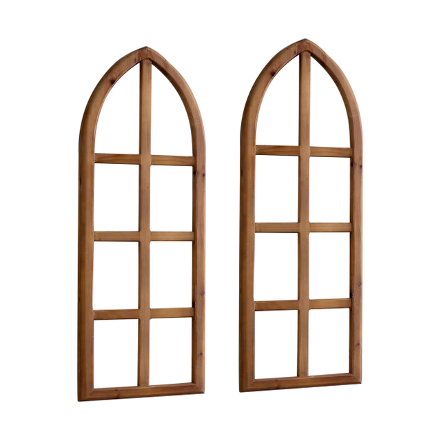 Farmhouse Window Frame Wall Decor Set of 2, Burning Finished