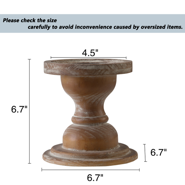 Large Rustic Wood Candle Holder Decor, Brown Candle Pillar Holder