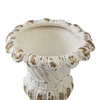 Vintage White Garden Planter Urns 18 Inches Tall, Handmade Antique