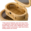 Oval Rattan Boxes with Glass Lid Set of 2, Handwoven Boho Storage Bins