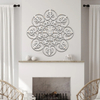 Vintage Wrought Iron Wall Decor 32.5 Inches, Distressed White
