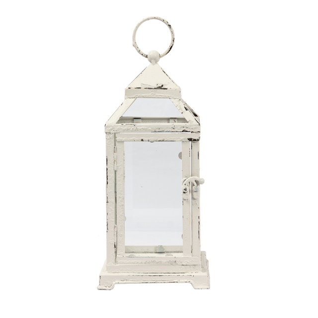 Rustic Metal Candle Holders 12" Tall, Distressed White