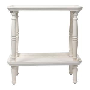 Rustic Small End Table White, Natural Wood Bedside Table