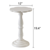 White Round Small Pedestal Side Table 19" Tall, Floral Shape Tabletop