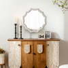 Rustic Scalloped White Round Mirrors for Wall Decor 15.7 Inch