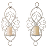 Wall Candle Holders Set of 2, Metal Scroll White Wall Candle Sconces