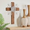 Rustic Crosses Wall Decor with Metal Floral, Handmade Distressed