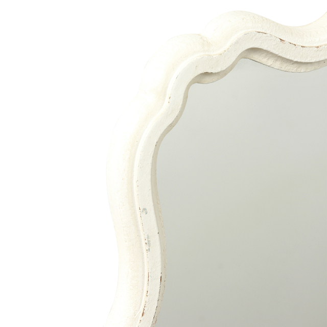 Rustic White Small Scalloped Mirror 12" x 15"