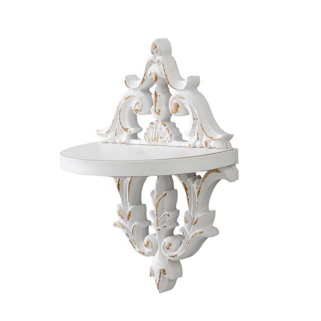Vintage Wall Shelf, Distressed White Wood Shelves for Wall 11.8" Tall | Rustic Victorian Style, Display Pillar Candle, Mini Planter, Ornaments, Aromatherapy, Living Room, Bedrom Decor