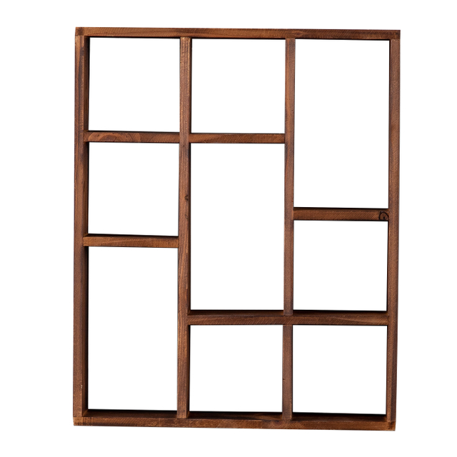 Rustic Brown 9-Cube Shelves for Wall Floating Shelves