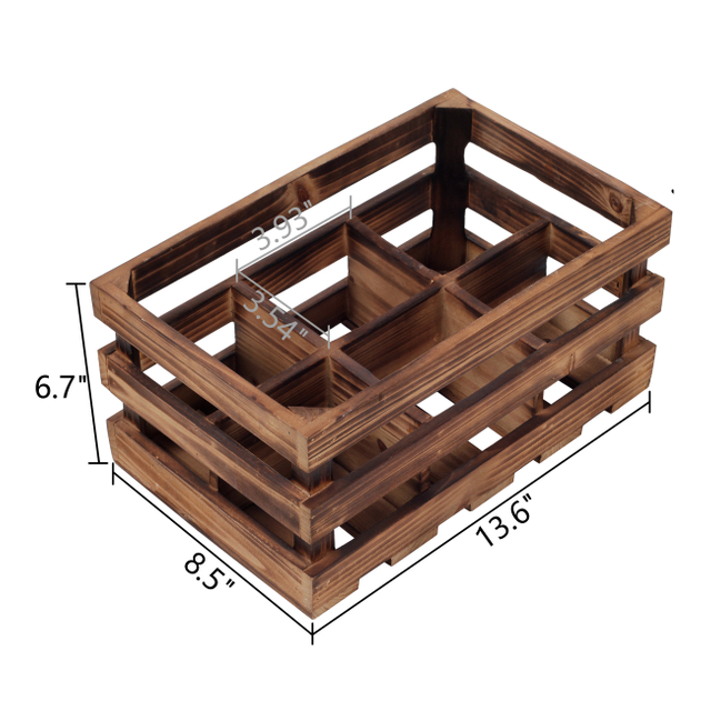 Rustic 6 Bottle Wood Wine Rack Countertop, 13 x 8 inch