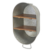 Galvanized Metal Wash Tub with Shelf, Small Oval Wall Shelf