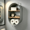 Galvanized Metal Wash Tub with Shelf, Small Oval Wall Shelf