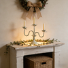 Rustic Floral 3 Arm Candelabra, 11" Tall Metal Tapered Candle Holders