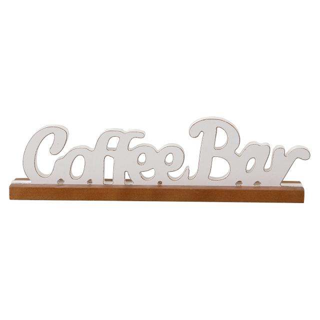 Rustic Coffee Bar Signs Decor for Tabletop 16 Inch, White