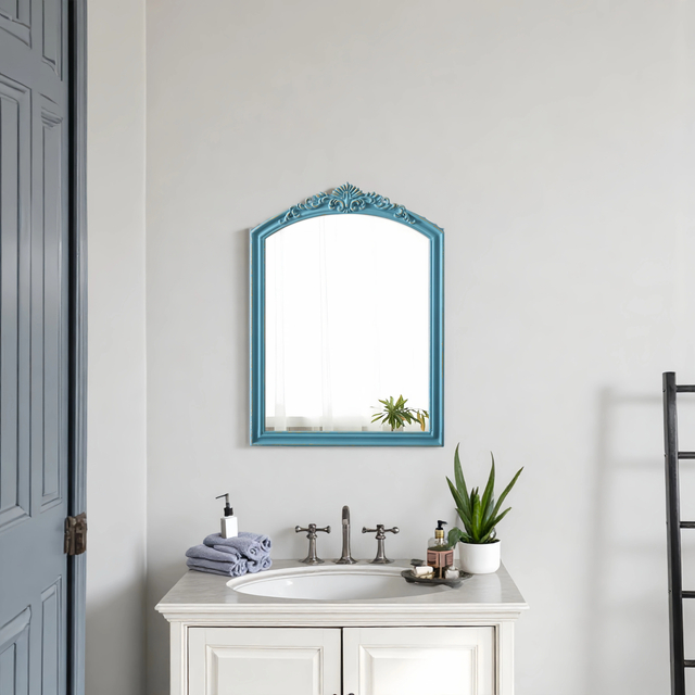 Rustic Blue Arched Wall Mirror 23 x 30 Inch