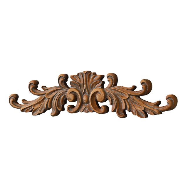 29 x 7 Inch Natural Wood Above Door Wall Decor with Scroll Leaf Design