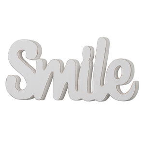 Distressed White Smile Wooden Word Sign