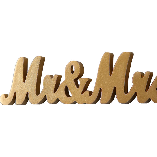 Vintage Gold Mr & Mrs Sign for Wedding Table 14 Inches