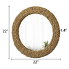 Rustic Circle Wall Mirror 22 Inch, Woven Rope Frame, Coastal