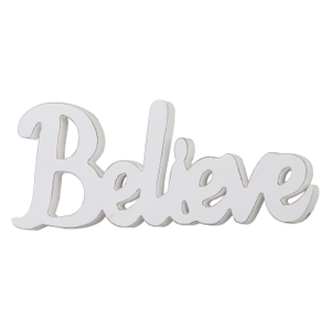 Distressed White Believe Wooden Word Sign