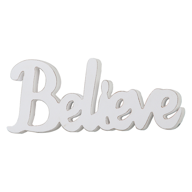 Distressed White Believe Wooden Word Sign