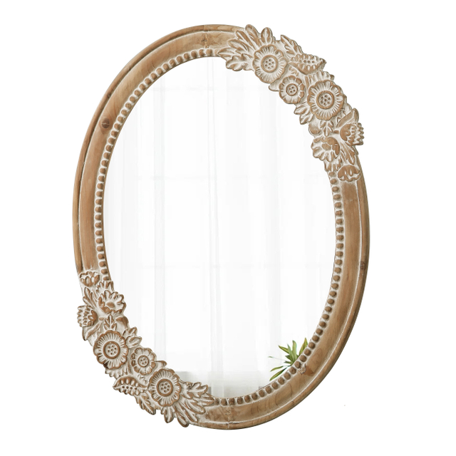 Rustic Oval Mirror 30 x 23 inch, Handmade Distressed White