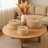 Round Rattan Storage Boxes with Lids Set of 3, Handwoven Wicker Basket