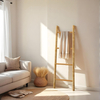 4-Tier Rattan Blanket Ladder Shelves, 3.9Ft (47Inches) Decorative Ladder Holder