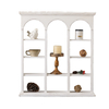 Distressed White Wall Display Shelf with Triple Arch, 10-Compartment