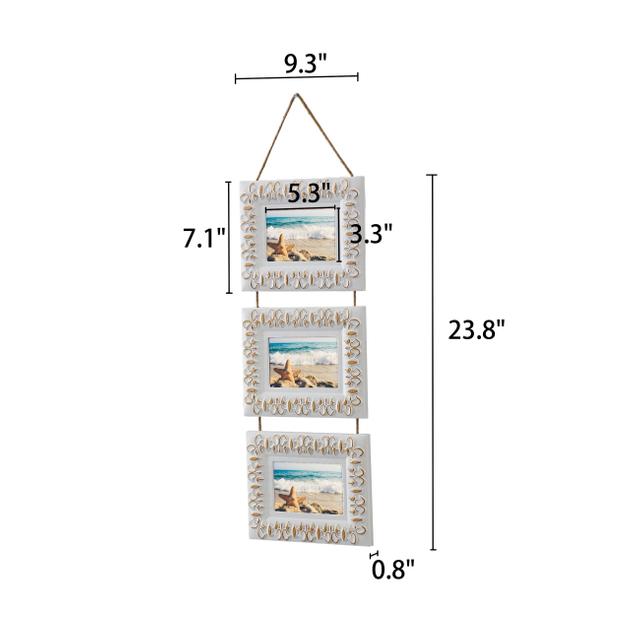 3x5 Vintage Collage Picture Frames for Wall, Distressed White