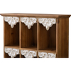 Rustic Floating Wall Shelves with Carved Trim, 6-Cube Storage Display Shelf